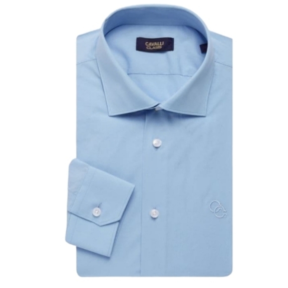NEW! CAVALLI CLASS Light Blue Men's Comfort Fit Buttondown Shirt 17. - Picture 1 of 6